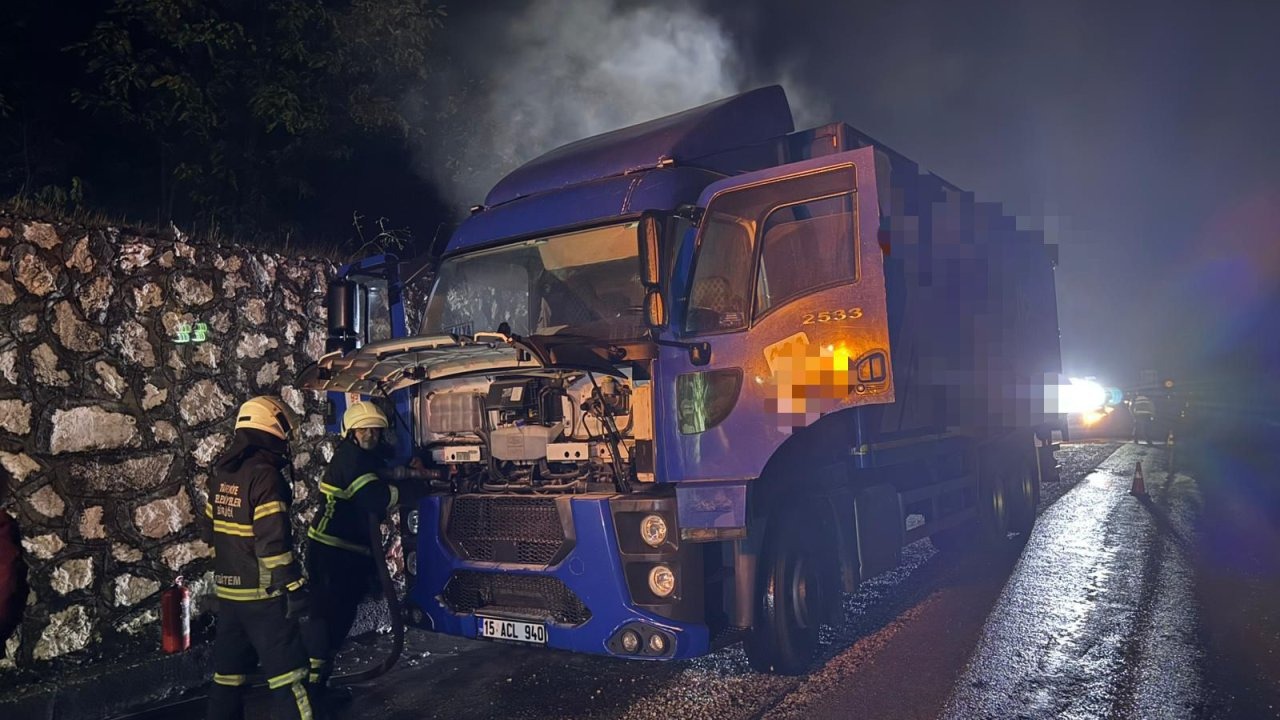 Erken müdahale kamyonu yanmaktan kurtardı