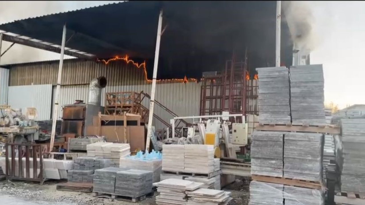 Burdur’da mermer fabrikasında yangın