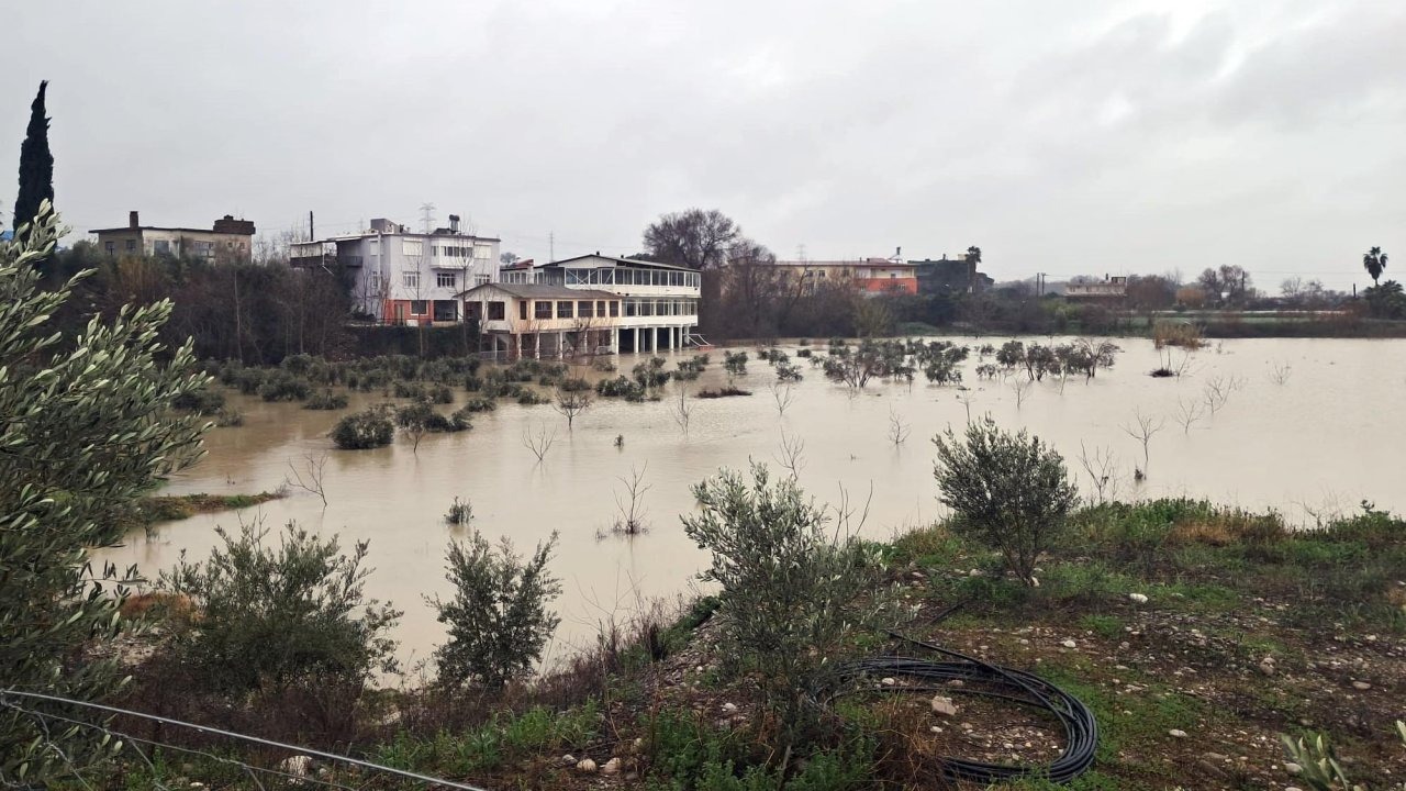 3 gündür etkili olan yağmurlar nedeniyle ırmak taştı, restoranlar ve bahçeleri su bastı