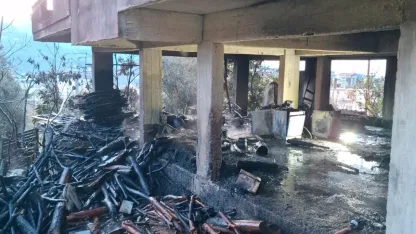 Odunluktaki yangın hasara neden oldu