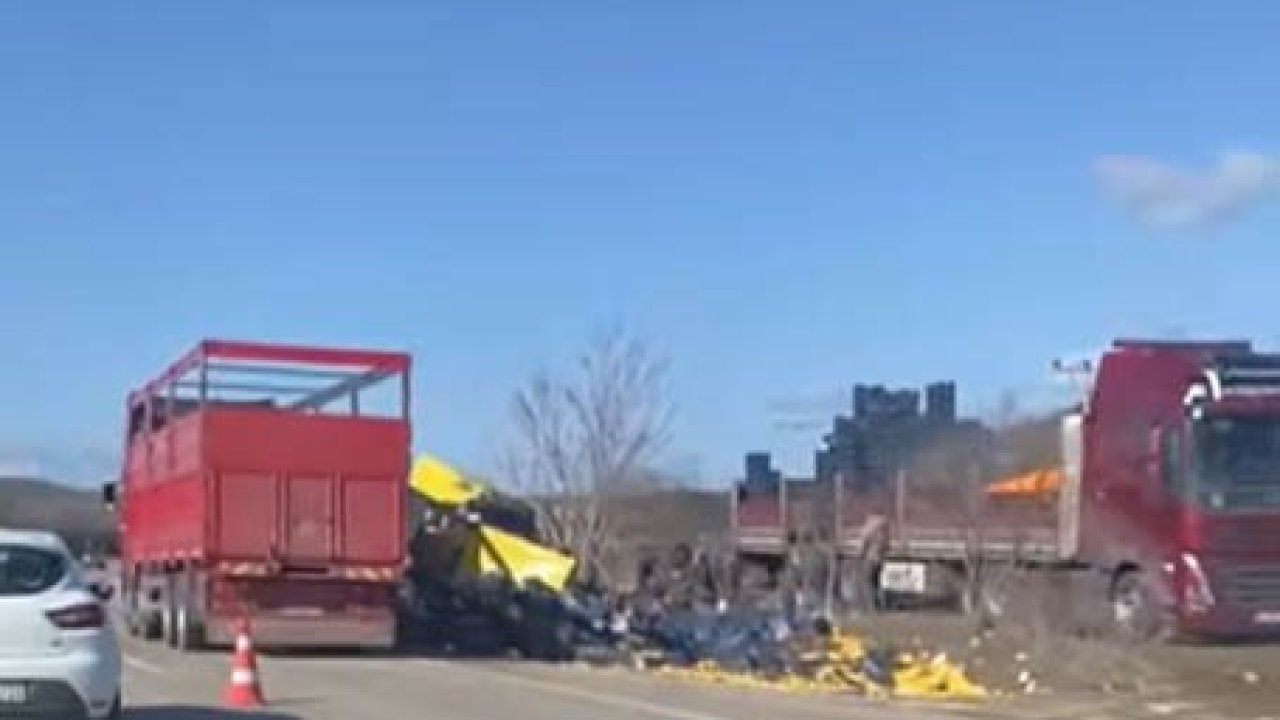 Burdur’da limon yükü tır şarampole devrildi