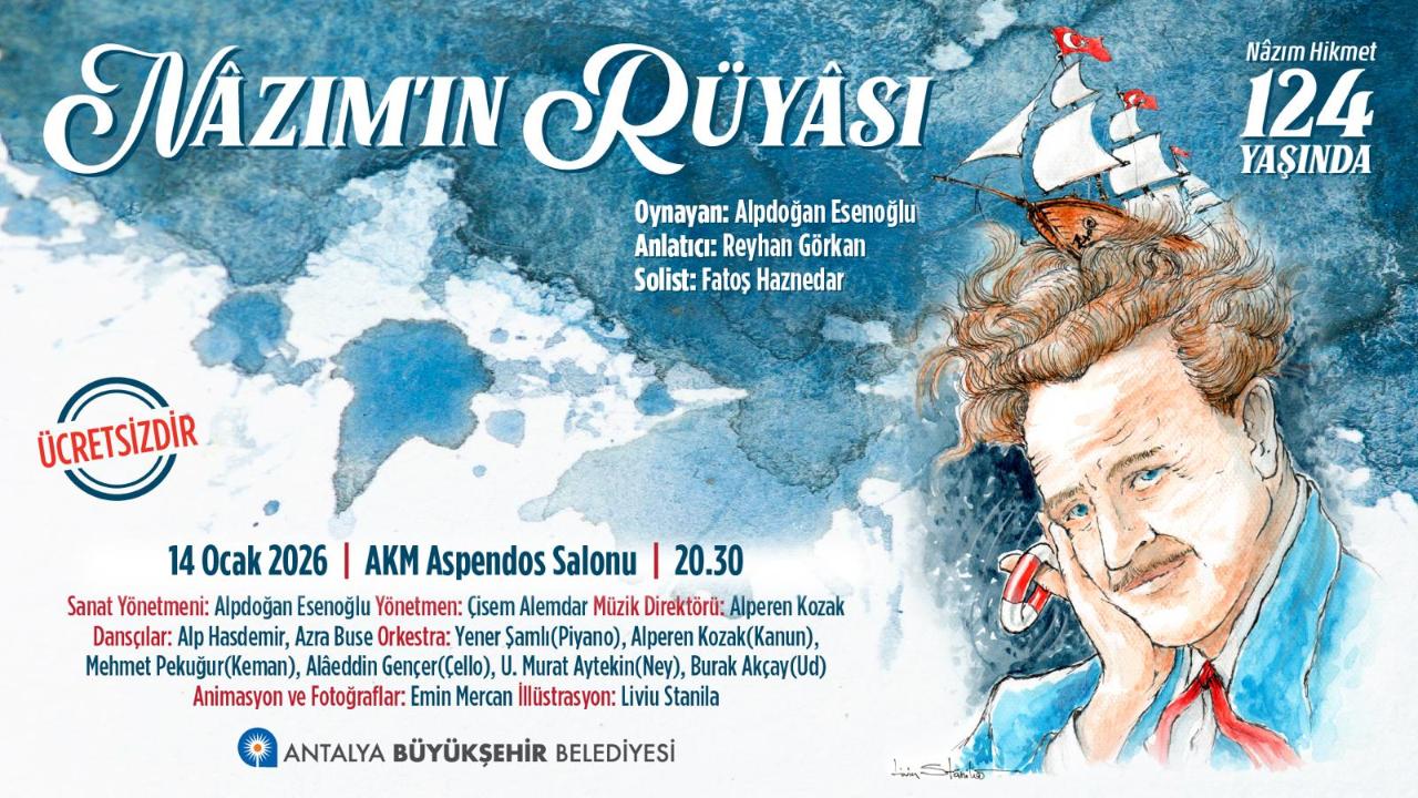 Nazım Hikmet, doğumunun 124. yılında Antalya'da anılacak