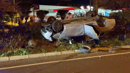 Gazipaşa’da takla atan otomobildeki 4 kişi yaralandı