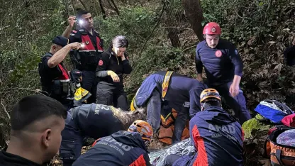 Uçurumdan düşen kazazedeyi ekipler kurtardı