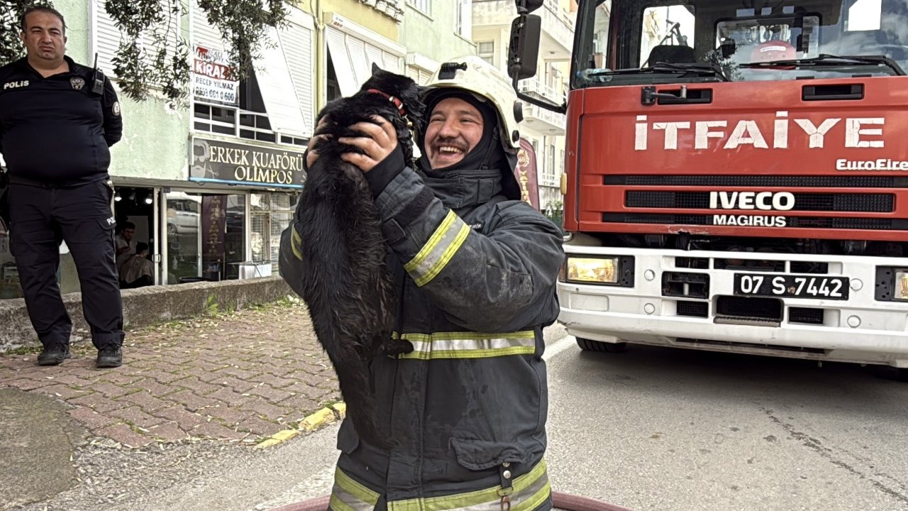 Kalp masajıyla kediyi yaşama bağlayan itfaiye erinin mutluluğu