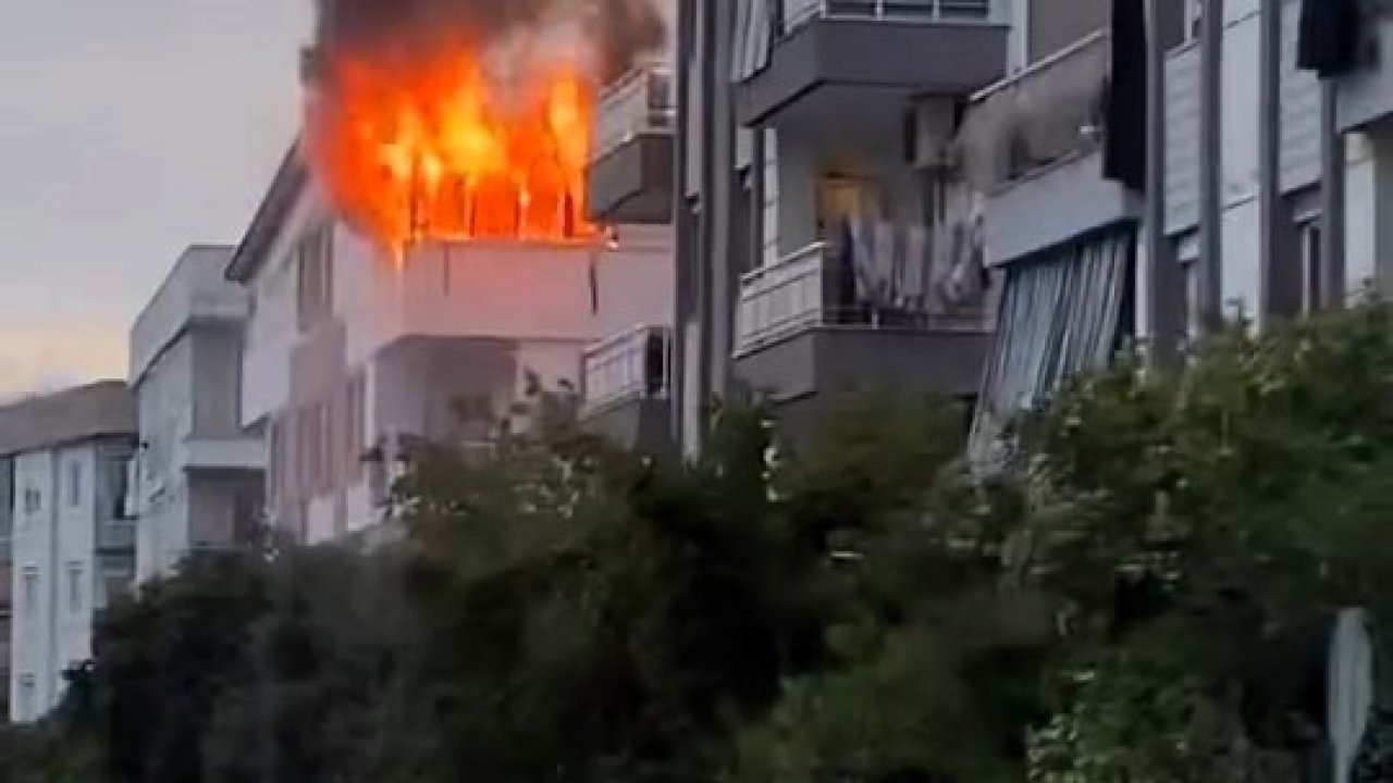 Teras katta korkutan yangın