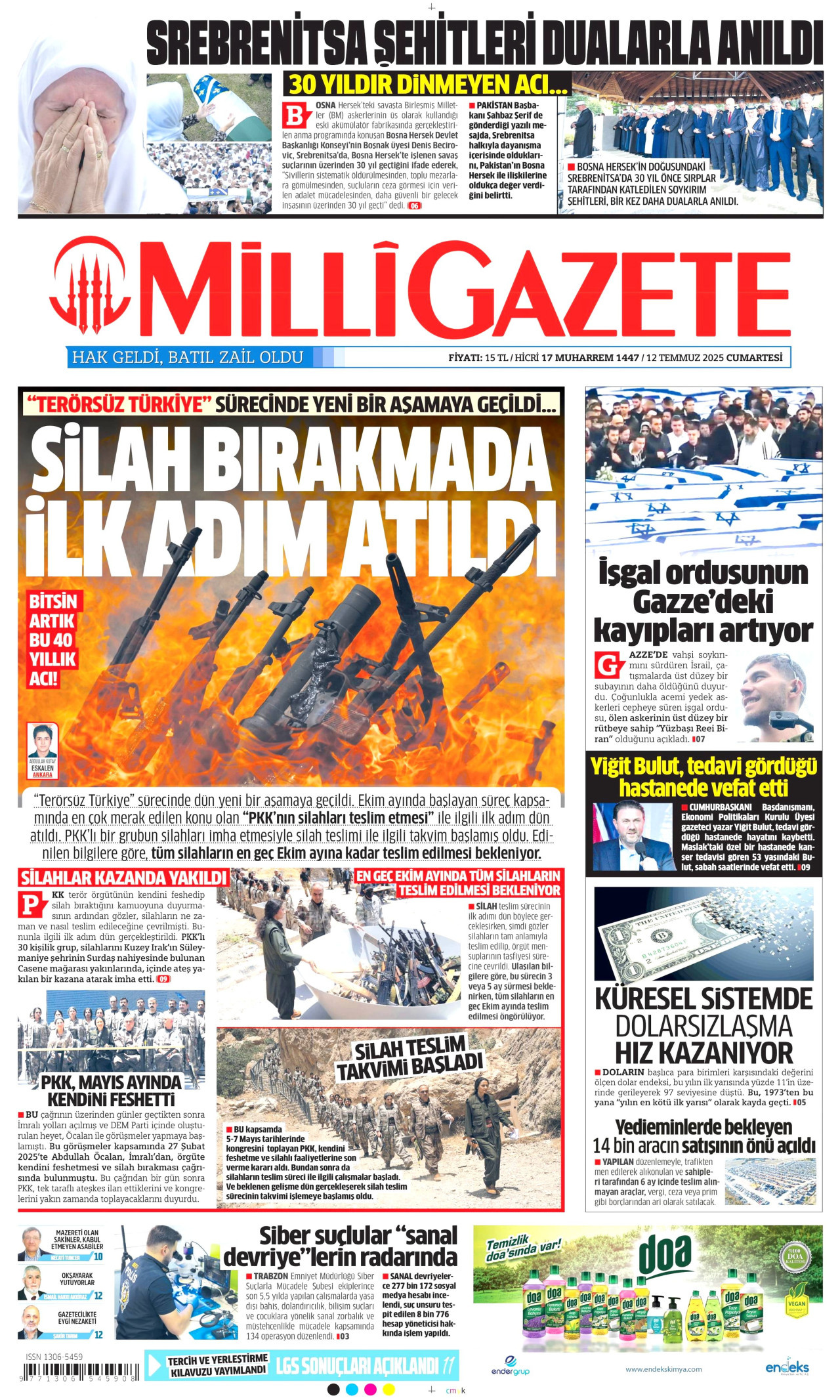 MİLLİ GAZETE Gazete Manşeti