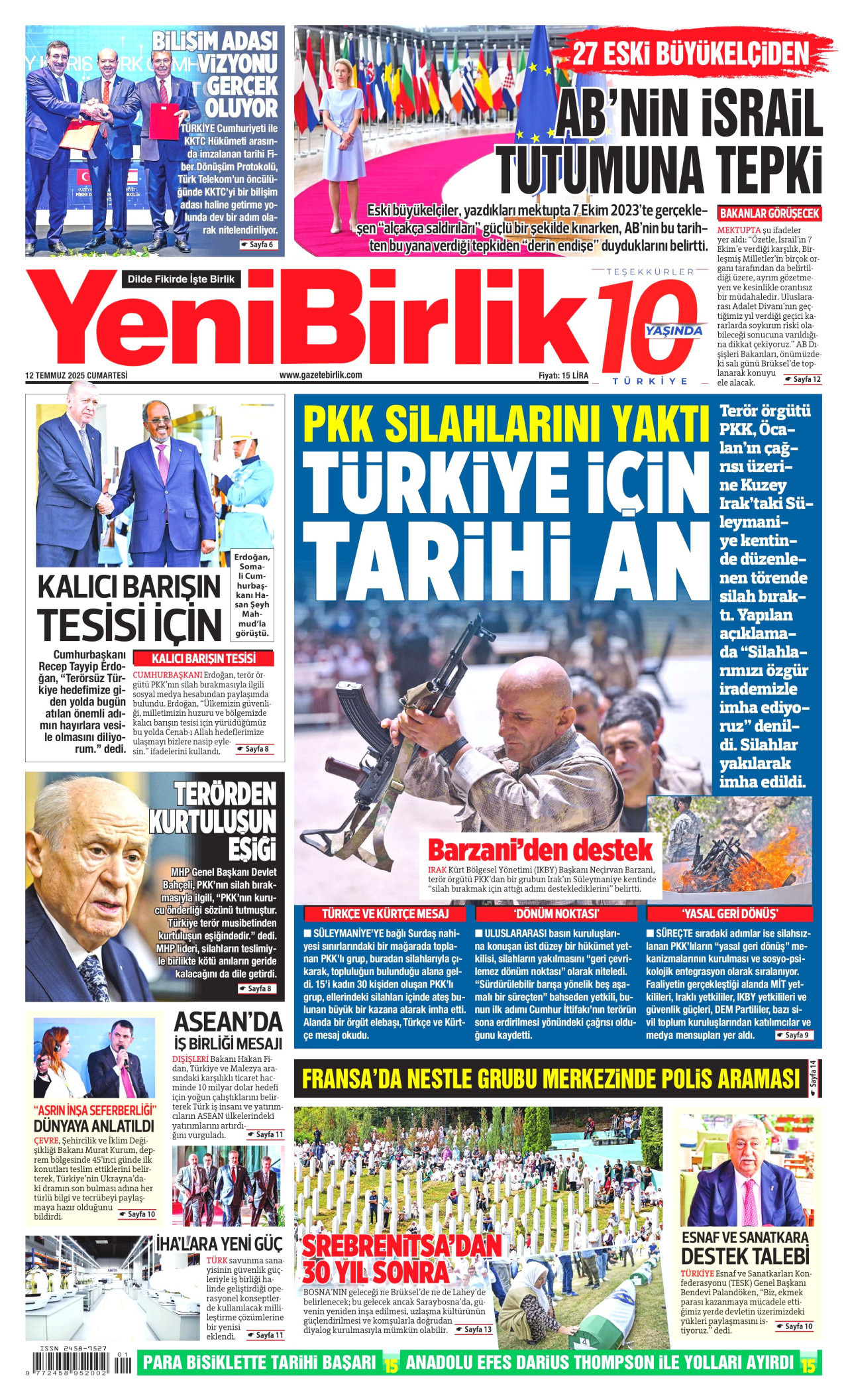 YENİBİRLİK Gazete Manşeti
