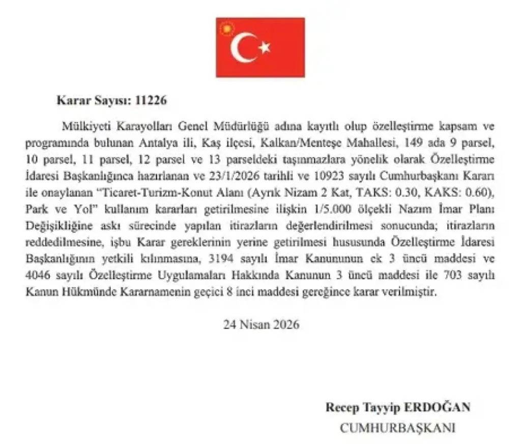 Antalya’nın gözde turizm noktası Kalkan’da değişiklik onaylandı