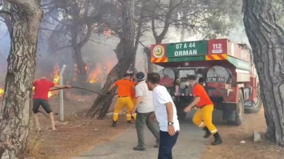 Lara yangınında alevler evlere yaklaştı! Vatandaş ve TOMA müdahale etti