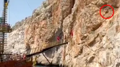 3 gündür kayalıkta mahsur olan keçiyi tekneciler kurtardı